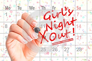 A date for Girls Night Out Ã¢â¬â reminder on agenda